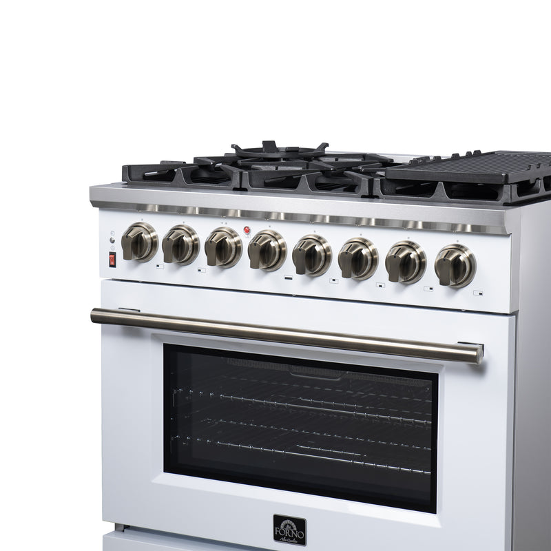Load image into Gallery viewer, Forno Massimo 36 Inch, White Freestanding Dual Fuel Range with 6 Burners - FFSGS6125-36WHT

