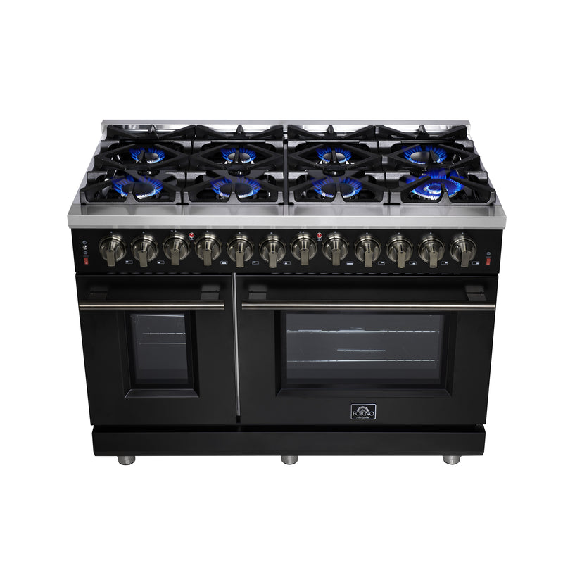 Load image into Gallery viewer, Forno Massimo 48 Inch, Black Freestanding Dual Fuel Range with 8 Burners - FFSGS6125-48BLK

