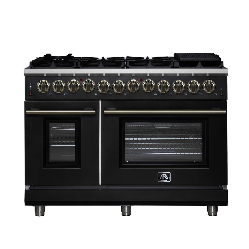 Load image into Gallery viewer, Forno Massimo 48 Inch, Black Freestanding Dual Fuel Range with 8 Burners - FFSGS6125-48BLK
