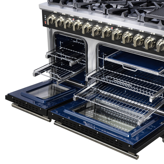 Forno Massimo 48 Inch, Black Freestanding Dual Fuel Range with 8 Burners - FFSGS6125-48BLK