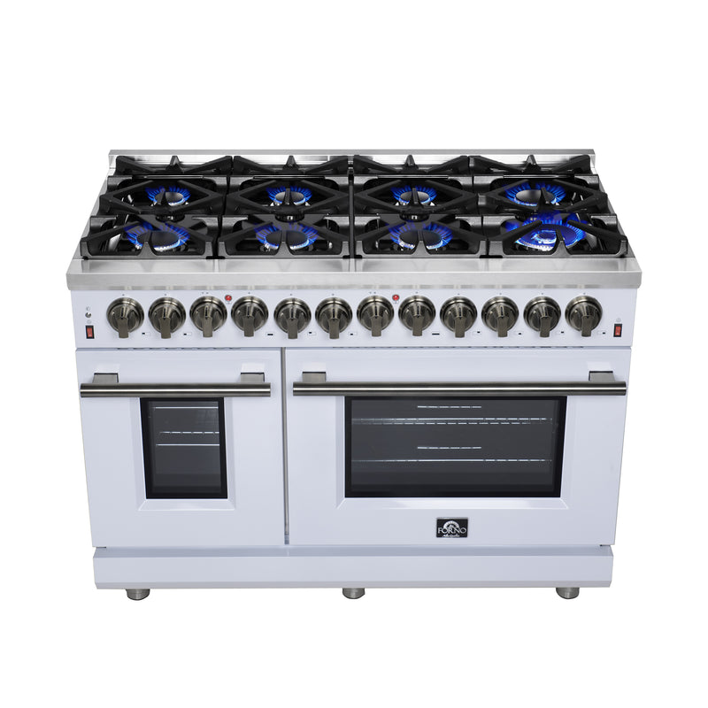 Load image into Gallery viewer, Forno Massimo 48 Inch, White Freestanding Dual Fuel Range with 8 burners - FFSGS6125-48WHT
