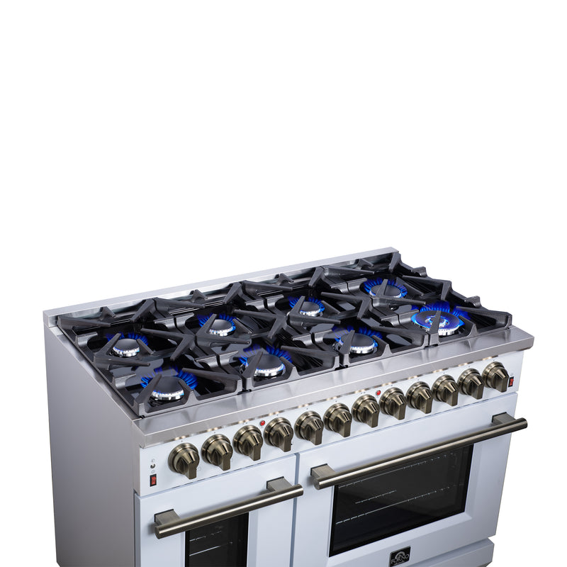 Load image into Gallery viewer, Forno Massimo 48 Inch, White Freestanding Dual Fuel Range with 8 burners - FFSGS6125-48WHT
