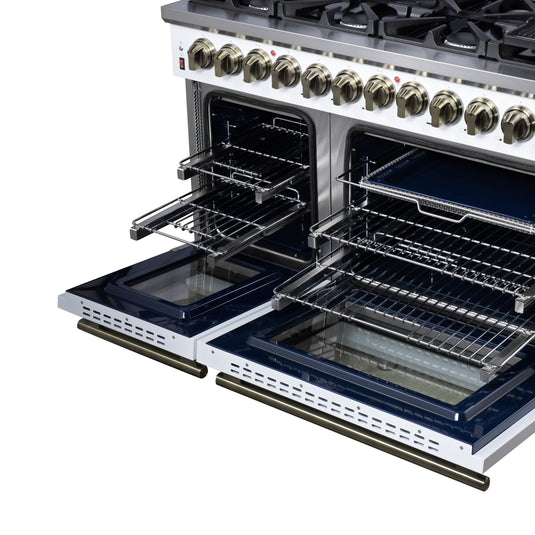 Forno Massimo 48 Inch, White Freestanding Dual Fuel Range with 8 burners - FFSGS6125-48WHT