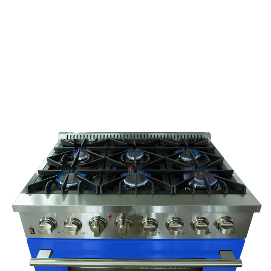Forno Galiano 36-Inch, Blue Freestanding Dual Fuel Range with 6 Burners - FFSGS6156-36BLU