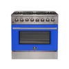 Forno Galiano 36-Inch, Blue Freestanding Dual Fuel Range with 6 Burners - FFSGS6156-36BLU