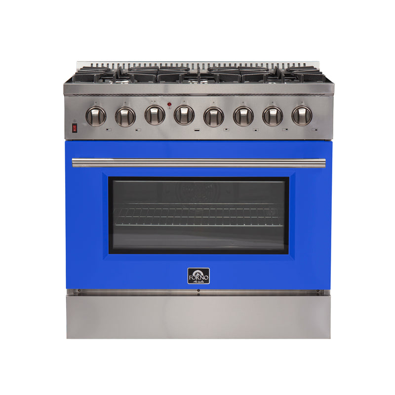 Load image into Gallery viewer, Forno Galiano 36-Inch, Blue Freestanding Dual Fuel Range with 6 Burners - FFSGS6156-36BLU
