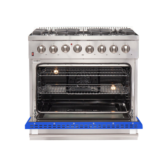 Forno Galiano 36-Inch, Blue Freestanding Dual Fuel Range with 6 Burners - FFSGS6156-36BLU