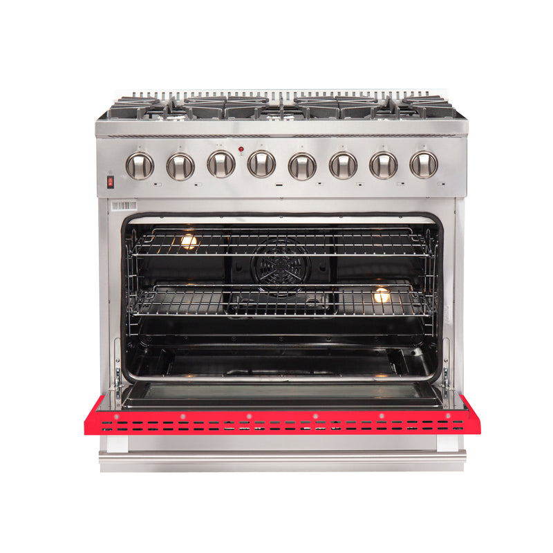Load image into Gallery viewer, Forno Galiano 36-Inch, Red Freestanding Dual Fuel Range with 6 Burners - FFSGS6156-36RED

