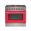 Forno Galiano 36-Inch, Red Freestanding Dual Fuel Range with 6 Burners - FFSGS6156-36RED