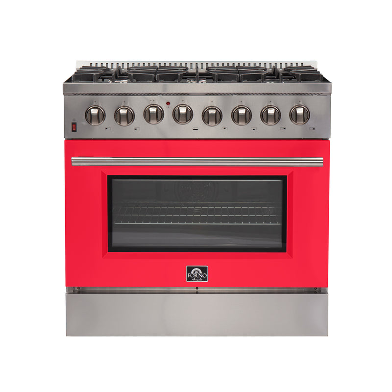 Load image into Gallery viewer, Forno Galiano 36-Inch, Red Freestanding Dual Fuel Range with 6 Burners - FFSGS6156-36RED
