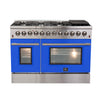 Forno Galiano 48-Inch, Blue Freestanding Dual Fuel Range with 8 Burners and Double Ovens - FFSGS6156-48BLU