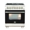 Forno Capriasca 30-Inch, Black Freestanding Dual Fuel Range with 4 Burners - FFSGS6187-30BLK