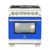 Forno Capriasca 30-Inch, Blue Freestanding Dual Fuel Range with 4 Burners - FFSGS6187-30BLU