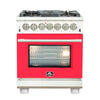 Forno Capriasca 30-Inch, Red Freestanding Dual Fuel Range with 4 Burners - FFSGS6187-30RED