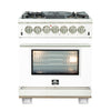 Forno Capriasca 30-Inch, White Freestanding Dual Fuel Range with 4 Burners - FFSGS6187-30WHT