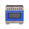 Forno Capriasca 36-Inch, Blue Freestanding Dual Fuel Range with 6 Burners - FFSGS6187-36BLU