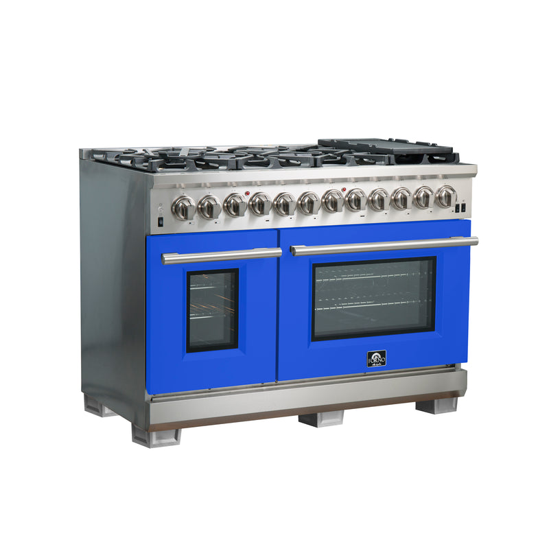 Load image into Gallery viewer, Forno Capriasca 48-Inch, Blue Freestanding Dual Fuel Range with 8 Burners - FFSGS6187-48BLU
