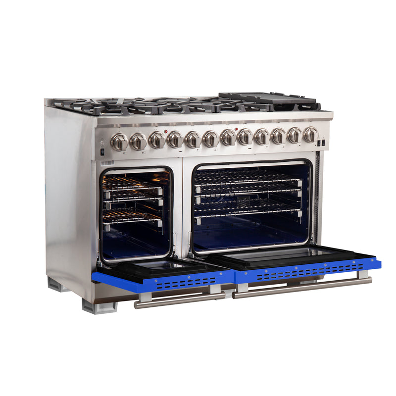 Load image into Gallery viewer, Forno Capriasca 48-Inch, Blue Freestanding Dual Fuel Range with 8 Burners - FFSGS6187-48BLU
