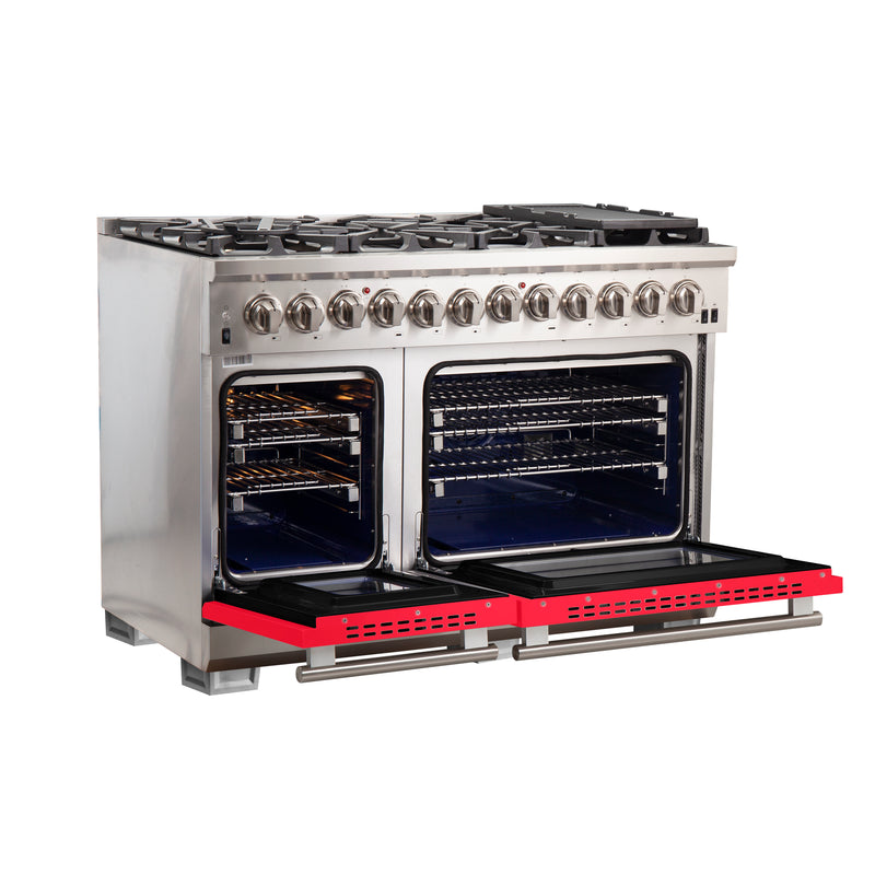 Load image into Gallery viewer, Forno Capriasca 48-Inch, Red Freestanding Dual Fuel Range with 8 Burners - FFSGS6187-48RED
