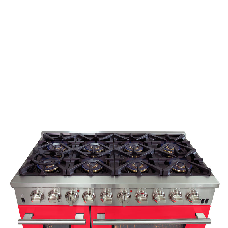 Load image into Gallery viewer, Forno Capriasca 48-Inch, Red Freestanding Dual Fuel Range with 8 Burners - FFSGS6187-48RED
