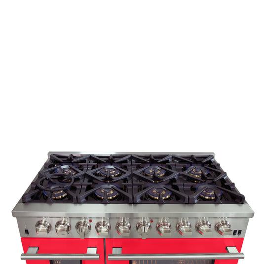 Forno Capriasca 48-Inch, Red Freestanding Dual Fuel Range with 8 Burners - FFSGS6187-48RED