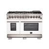 Forno Capriasca 48-Inch, White Freestanding Dual Fuel Range with 8 Burners - FFSGS6187-48WHT