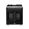 Forno Capriasca 30-Inch, Black Freestanding French Door Dual Fuel Range with 5 Burners - FFSGS6387-30BLK
