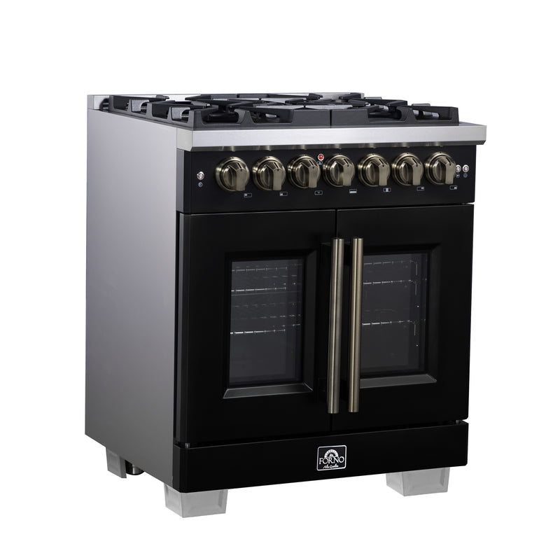 Load image into Gallery viewer, Forno Capriasca 30-Inch, Black Freestanding French Door Dual Fuel Range with 5 Burners - FFSGS6387-30BLK
