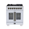 Forno Capriasca 30-Inch, White Freestanding French Door Dual Fuel Range with 5 Burners - FFSGS6387-30WHT