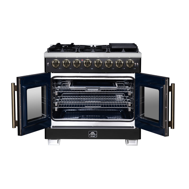 Load image into Gallery viewer, Forno Capriasca 36 Inch, Black Freestanding French Door Dual Fuel Range with 6 Burners - FFSGS6387-36BLK
