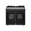 Forno Capriasca 36 Inch, Black Freestanding French Door Dual Fuel Range with 6 Burners - FFSGS6387-36BLK
