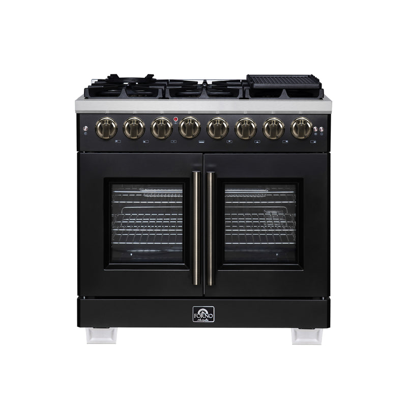 Load image into Gallery viewer, Forno Capriasca 36 Inch, Black Freestanding French Door Dual Fuel Range with 6 Burners - FFSGS6387-36BLK
