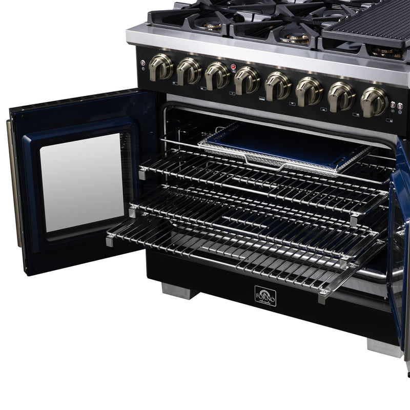 Load image into Gallery viewer, Forno Capriasca 36 Inch, Black Freestanding French Door Dual Fuel Range with 6 Burners - FFSGS6387-36BLK
