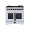 Forno Capriasca 36 Inch, White Freestanding French Door Dual Fuel Range with 6 Burners - FFSGS6387-36WHT