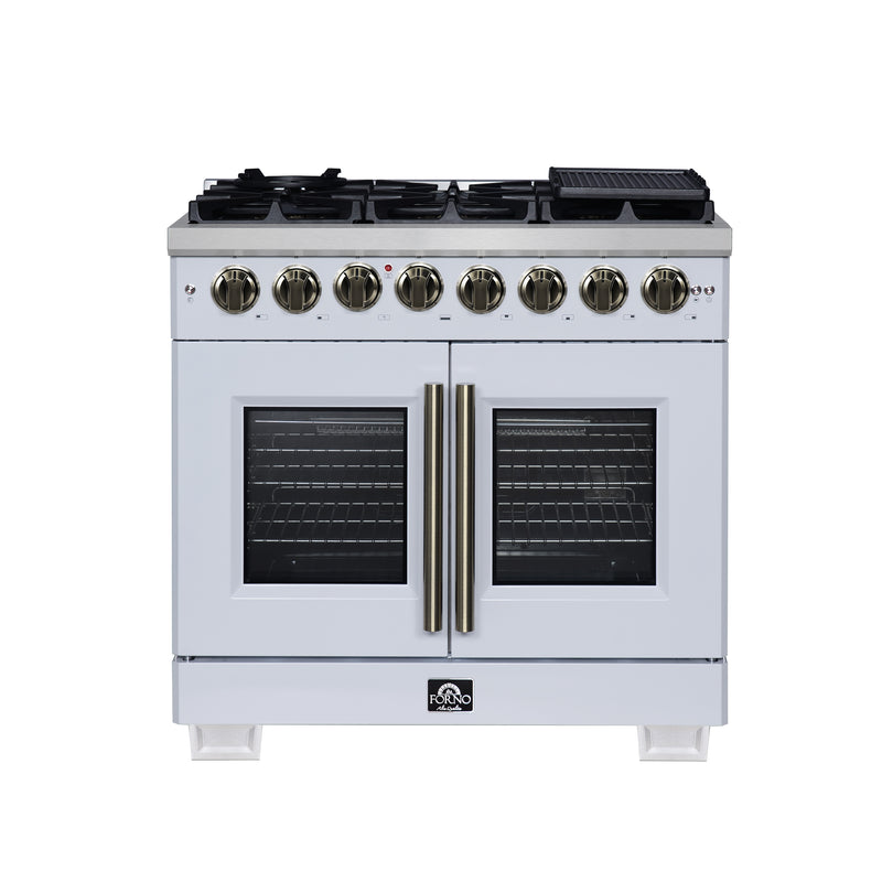 Load image into Gallery viewer, Forno Capriasca 36 Inch, White Freestanding French Door Dual Fuel Range with 6 Burners - FFSGS6387-36WHT
