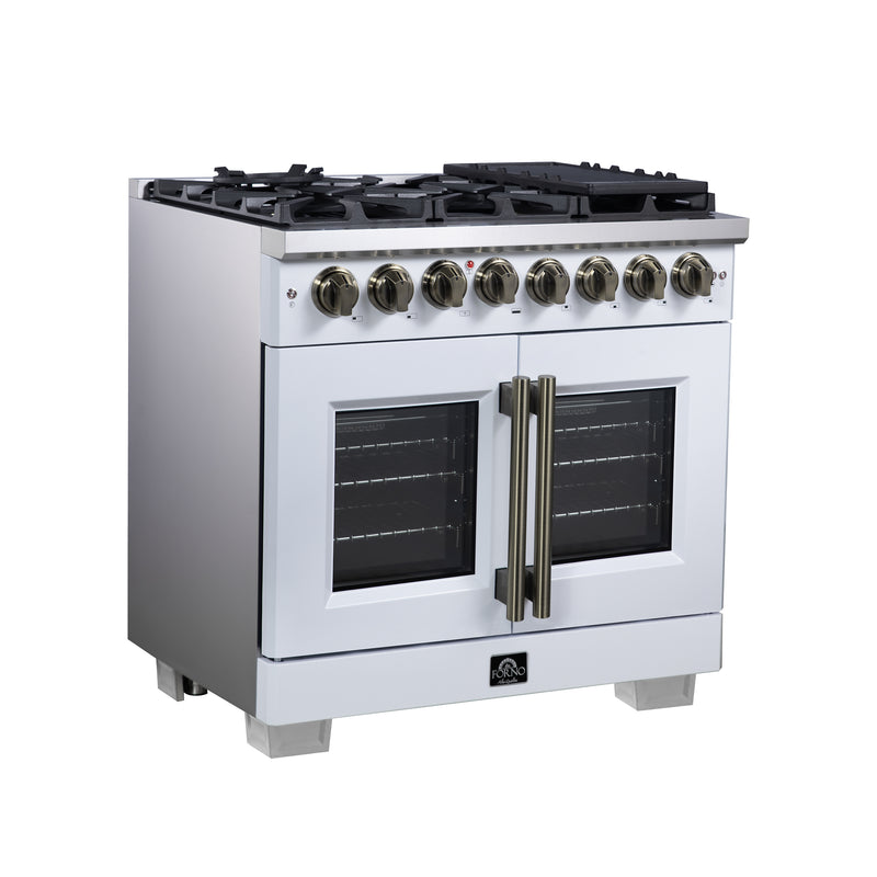 Load image into Gallery viewer, Forno Capriasca 36 Inch, White Freestanding French Door Dual Fuel Range with 6 Burners - FFSGS6387-36WHT
