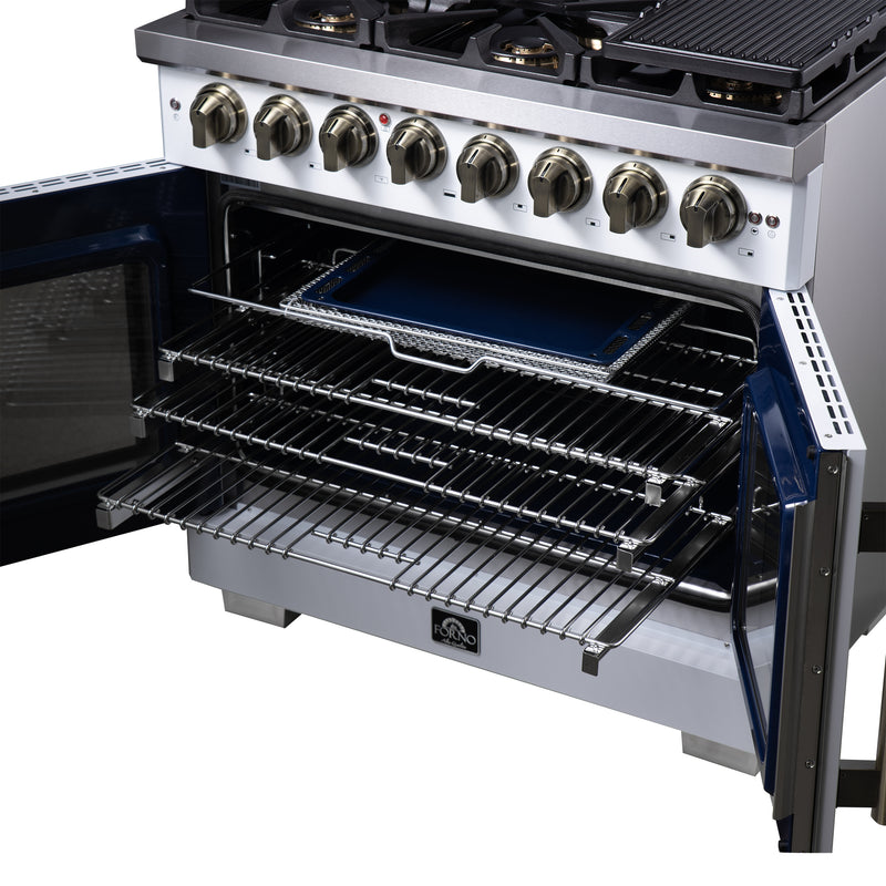Load image into Gallery viewer, Forno Capriasca 36 Inch, White Freestanding French Door Dual Fuel Range with 6 Burners - FFSGS6387-36WHT
