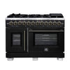 Forno Capriasca 48 Inch, Black Freestanding French Door Dual Fuel Range 8 Burners - FFSGS6387-48BLK