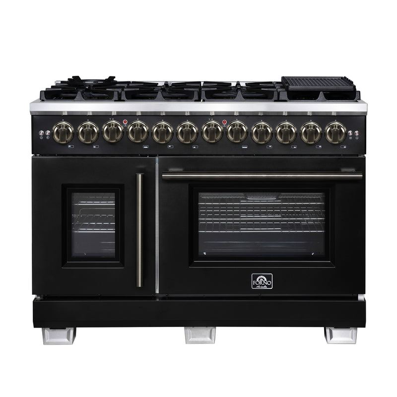Load image into Gallery viewer, Forno Capriasca 48 Inch, Black Freestanding French Door Dual Fuel Range 8 Burners - FFSGS6387-48BLK
