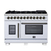 Forno Capriasca 48 Inch, White Freestanding French Door Dual Fuel Range with 8 Burners - FFSGS6387-48WHT