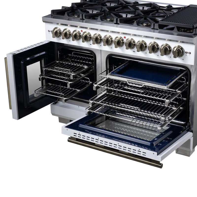 Load image into Gallery viewer, Forno Capriasca 48 Inch, White Freestanding French Door Dual Fuel Range with 8 Burners - FFSGS6387-48WHT
