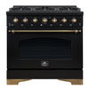 Forno Antico 36-inch, Black Dual Fuel Range with 6 Burners - FFSGS6113-36BLK