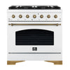Forno Antico 36-inch, White Dual Fuel Range White with 6 Sealed Gas Burners and Electric Convection Oven - FFSGS6113-36WHT
