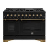 Forno Antico 48-Inch, Black Dual Fuel Range with 8 Burners and Double Ovens & Griddle - FFSGS6113-48BLK