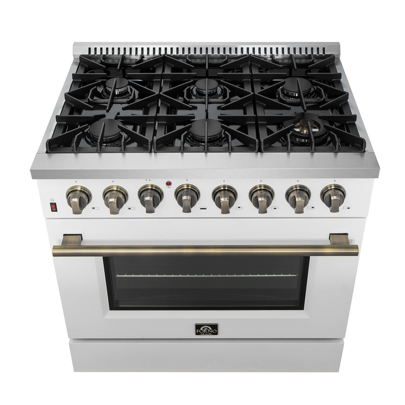 Load image into Gallery viewer, Forno Galiano 36&quot; Freestanding Dual Fuel Range in White
