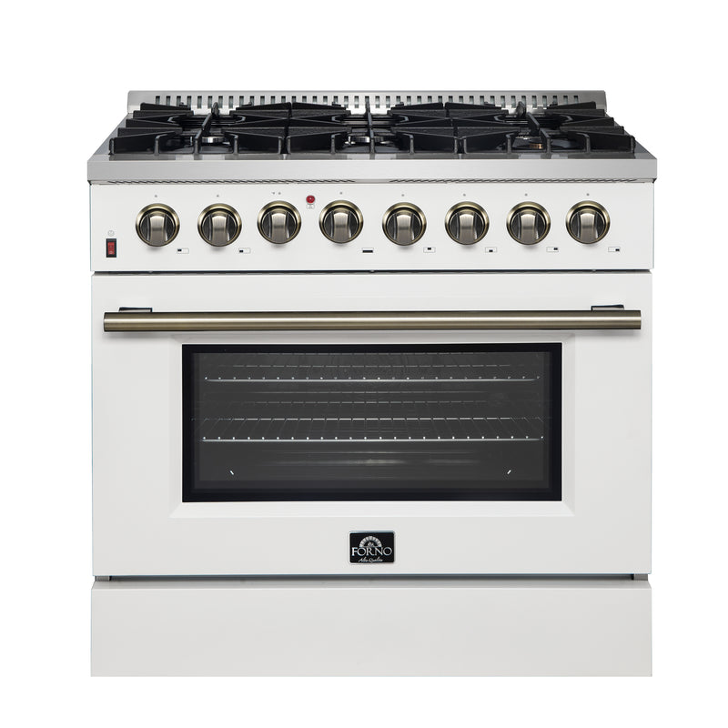 Load image into Gallery viewer, Forno Galiano 36&quot; Freestanding Dual Fuel Range in White
