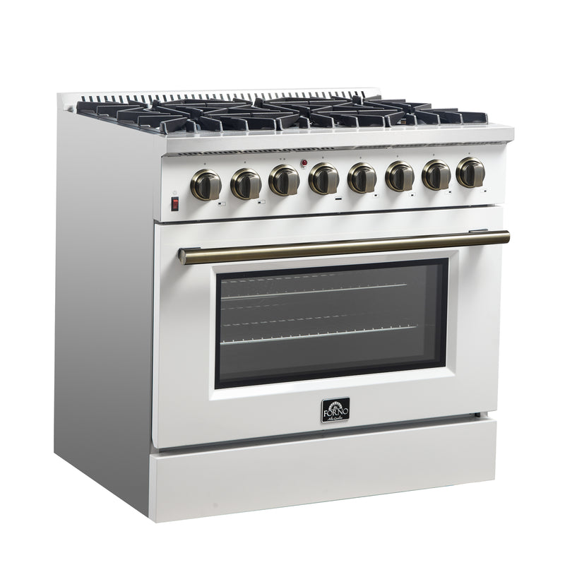 Load image into Gallery viewer, Forno Galiano 36&quot; Freestanding Dual Fuel Range in White
