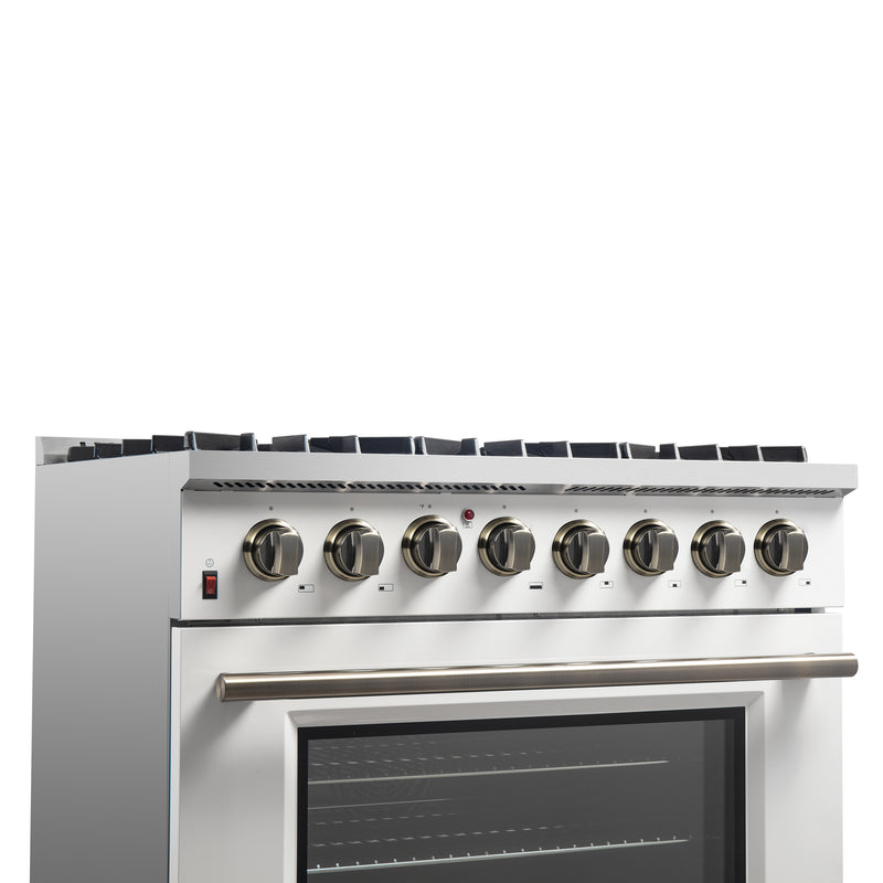 Load image into Gallery viewer, Forno Galiano 36&quot; Freestanding Dual Fuel Range in White
