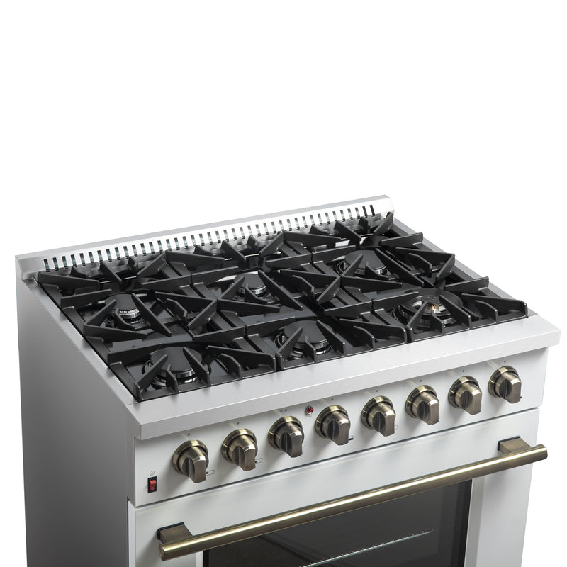 Load image into Gallery viewer, Forno Galiano 36&quot; Freestanding Dual Fuel Range in White
