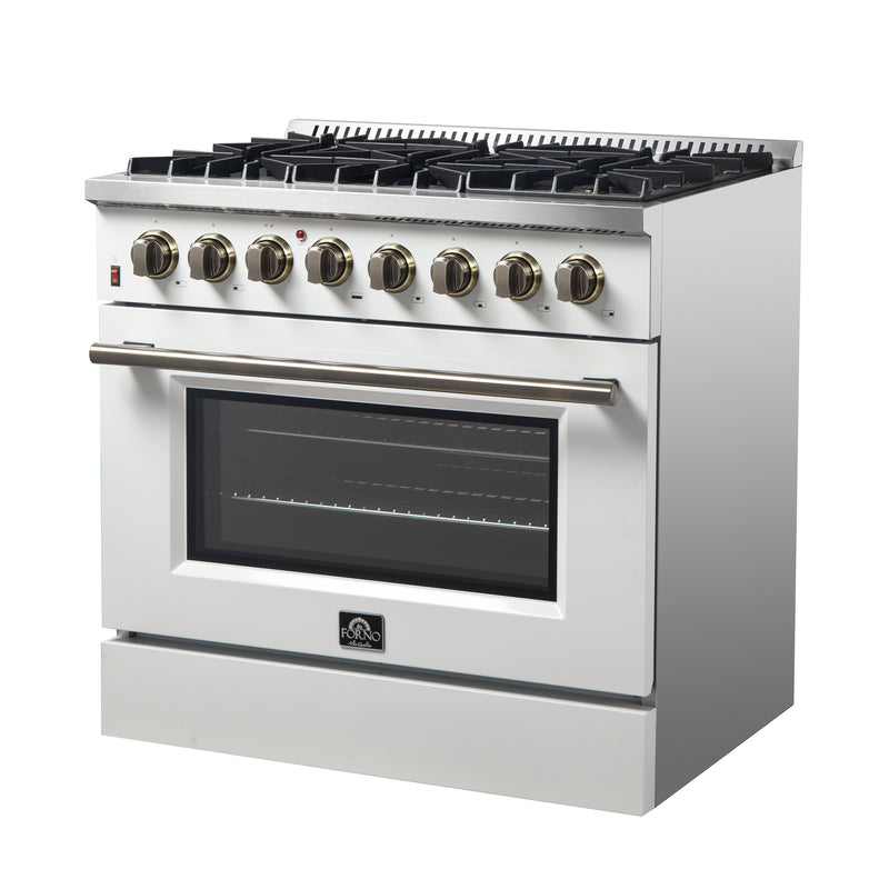 Load image into Gallery viewer, Forno Galiano 36&quot; Freestanding Dual Fuel Range in White
